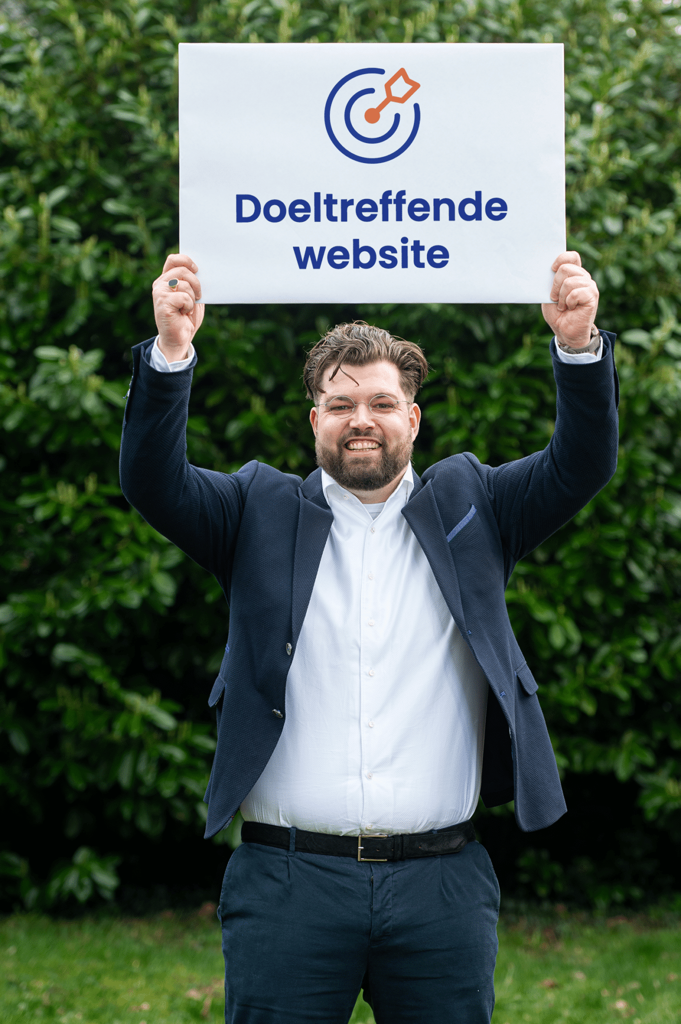 Wouter met bord omhoog: doeltreffende website